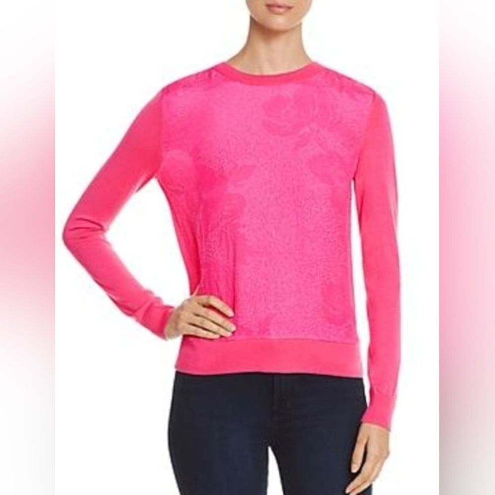 Tory Burch cloque merino sweater in crazy pink size XS